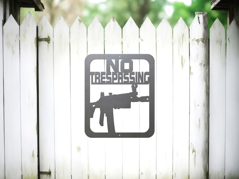AK47 No Trespassing Sign