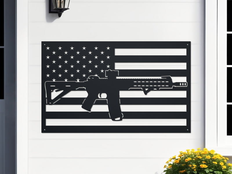 American Flag Gun Sign
