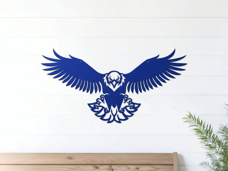 Blue Eagle Spread steel décor – American wall art with wingspan design