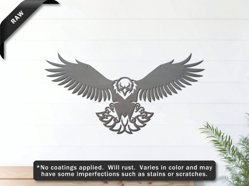 Raw Steel Eagle Spread wall art – rugged unfinished patriotic sign