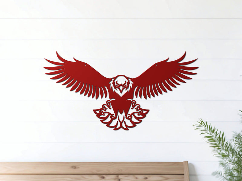 Red Eagle Spread wall sign – bold patriotic metal art