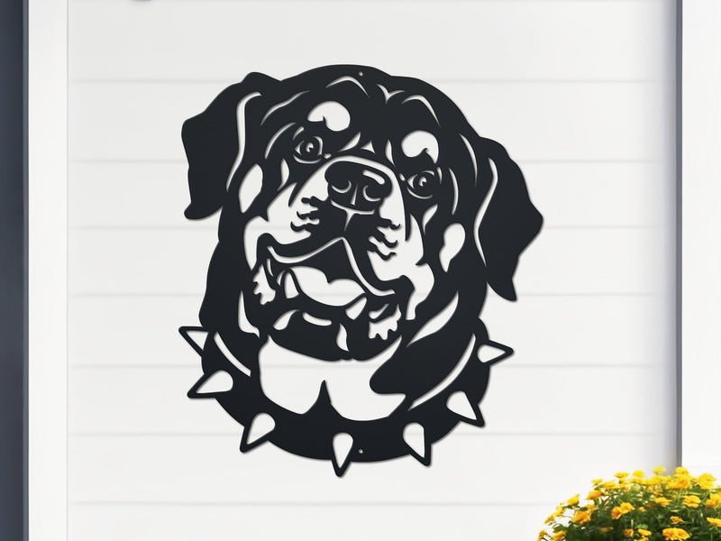 Black Rottweiler metal wall art – dog lover gift for home décor