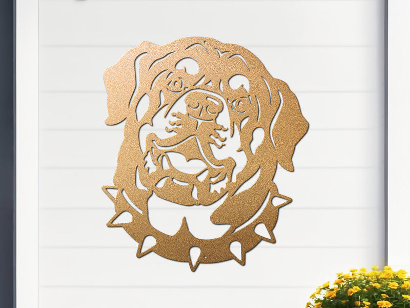 Gold Rottweiler steel wall art – unique dog lover gift décor