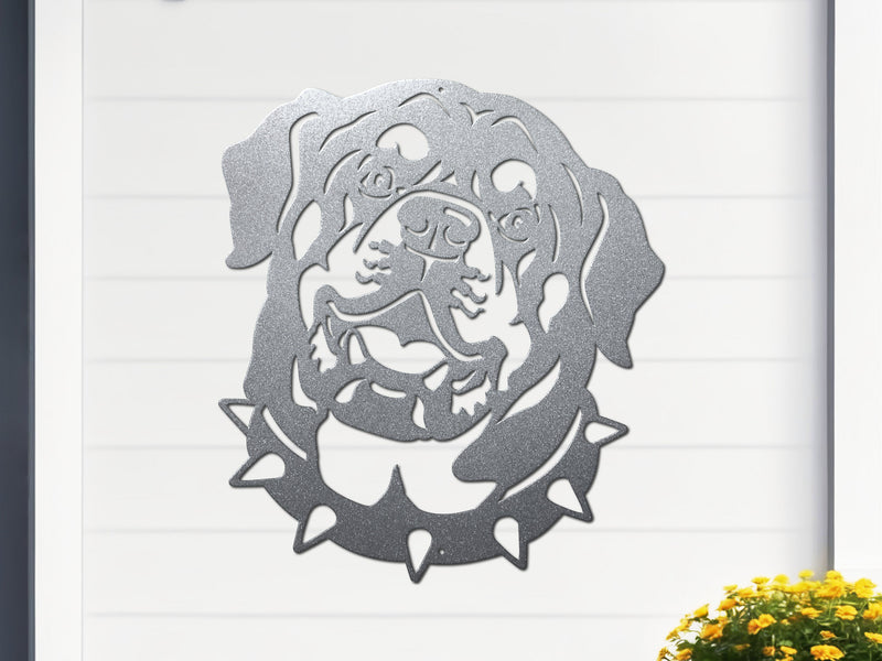Silver Rottweiler wall sign – modern dog lover home accent