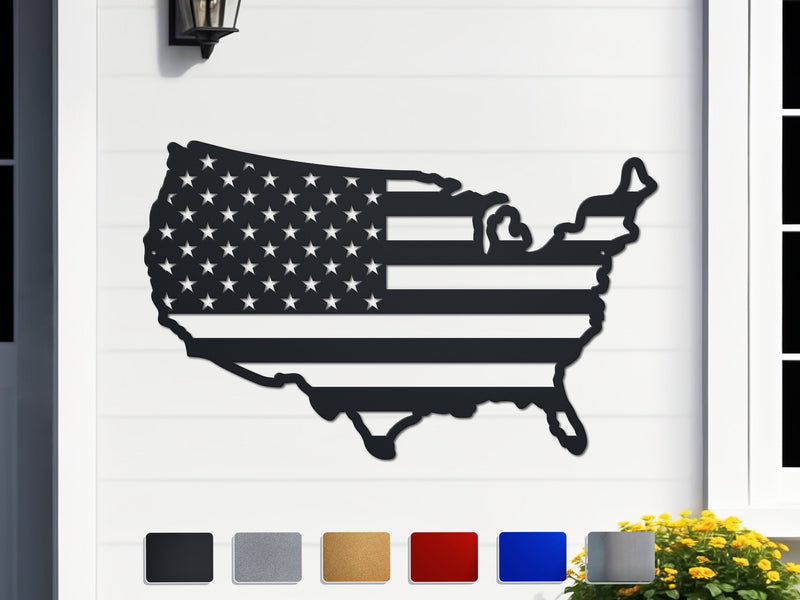 USA Shaped Metal Flag Wall Decor