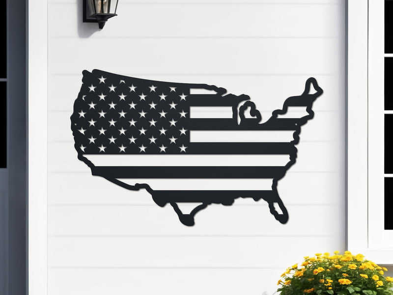 USA Shaped Metal Flag Wall Decor