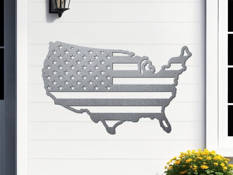 USA Shaped Metal Flag Wall Decor